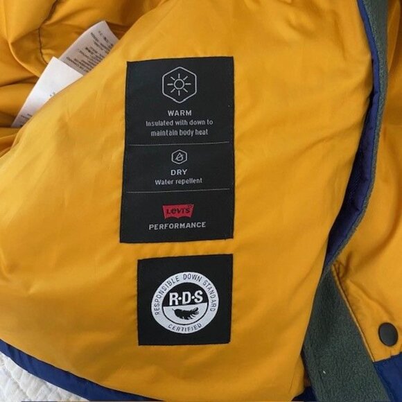 Levi's Stay Loose Oversized Puffer Down Vest Color block Men's Size Medium Retro - Picture 8 of 11